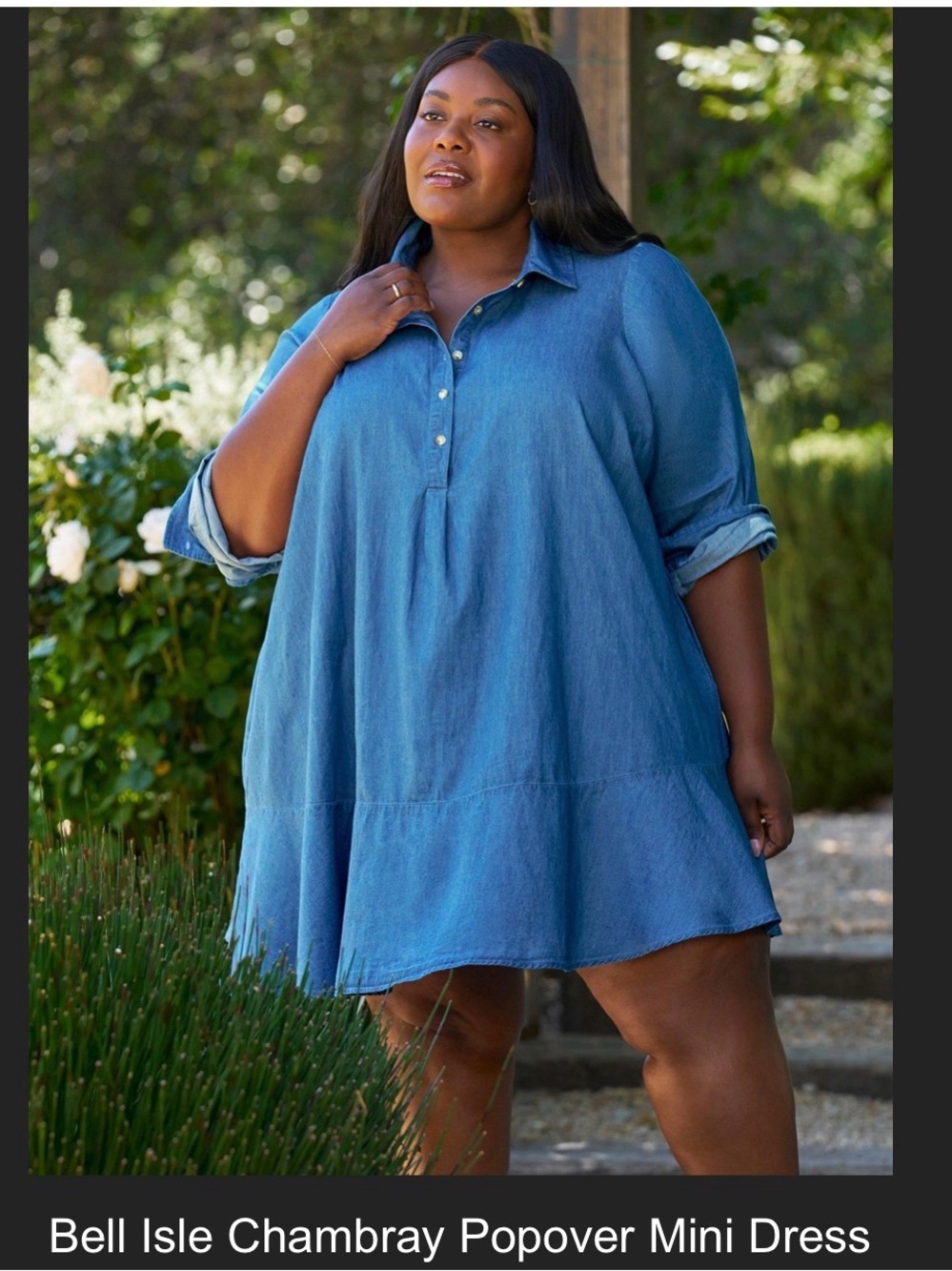 Torrid Chambray Popover Mini Dress - Blue